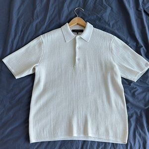 Rag&Bone Nolan Corded Cotton Polo in Light Dove